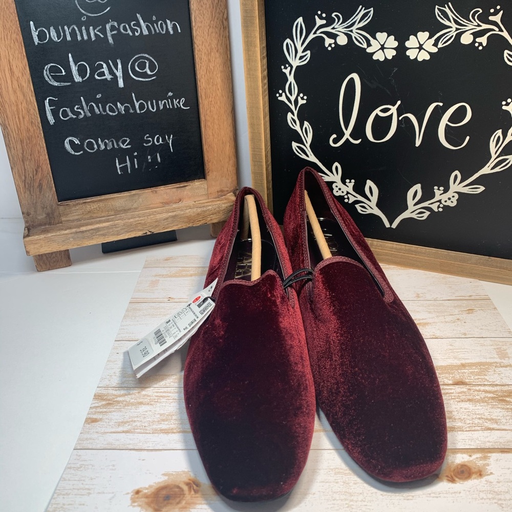 Zara velvet wine flats NWT